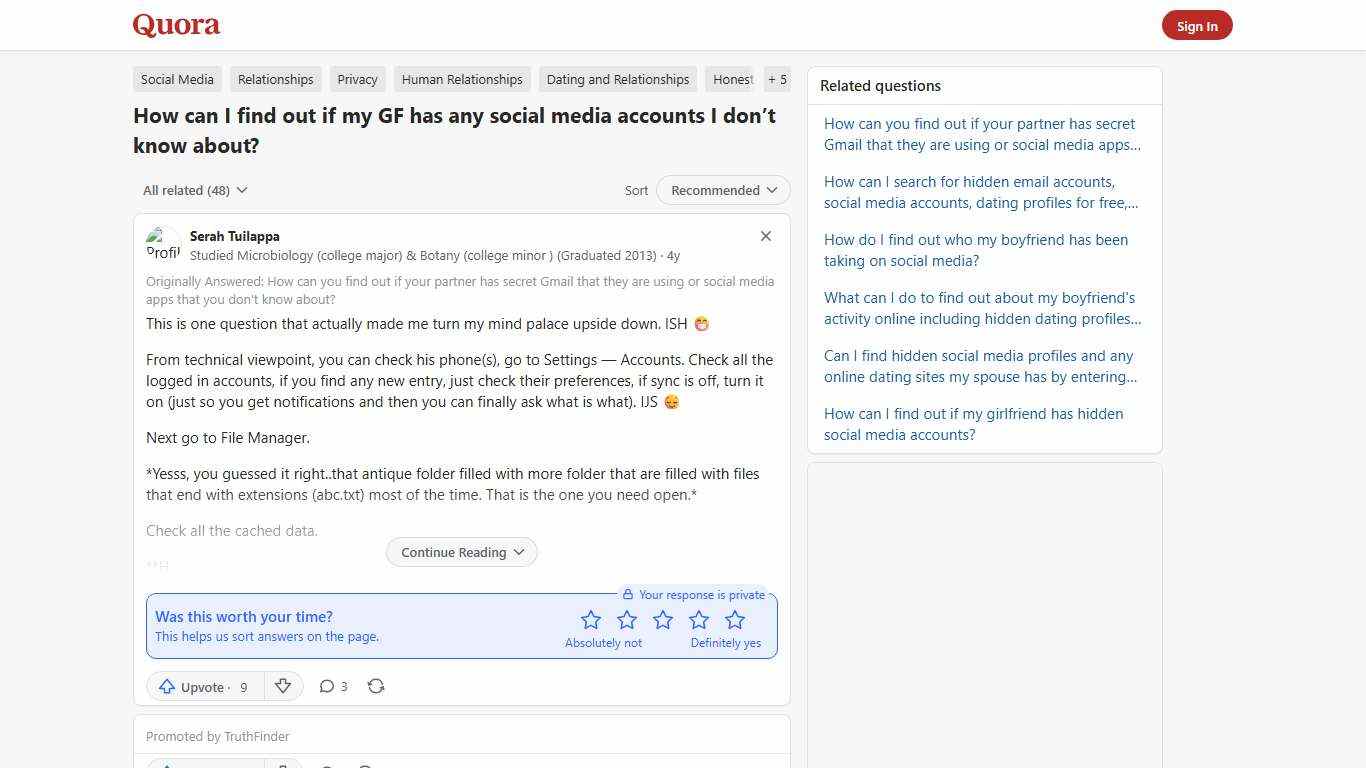 How to find out if my GF has any social media accounts I don’t know about - Quora